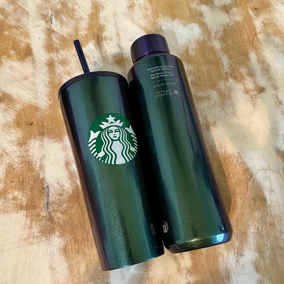 NWT Starbucks blue green glitter bundle